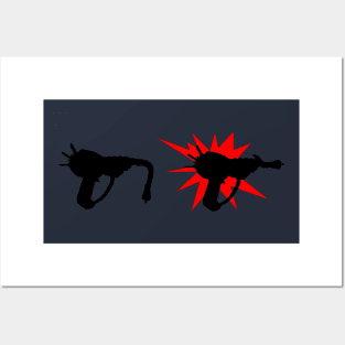 Zombie Pack-a-Punched Ray Gun on Navy Blue Posters and Art